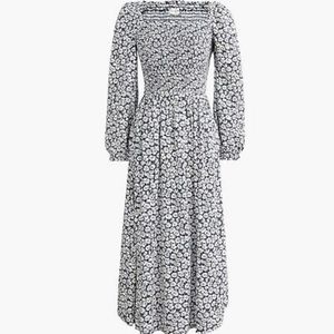 J. Crew Floral Smocked Midi Dress